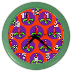 Christmas Candles Seamless Pattern Color Wall Clocks by Amaryn4rt