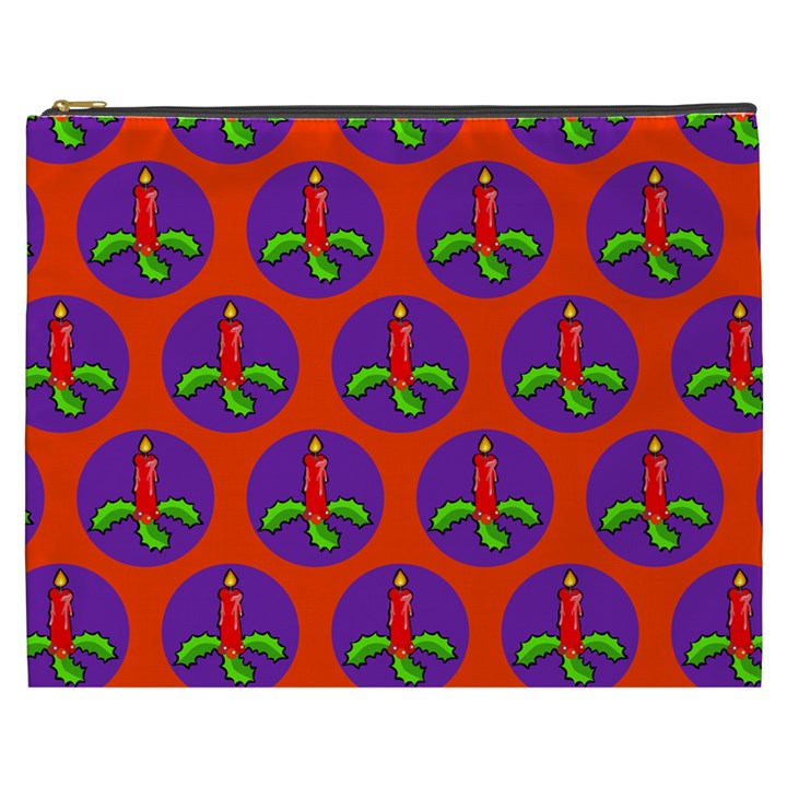 Christmas Candles Seamless Pattern Cosmetic Bag (XXXL) 