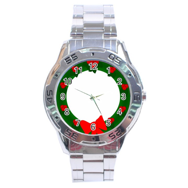 Holiday Wreath Stainless Steel Analogue Watch