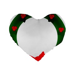 Holiday Wreath Standard 16  Premium Heart Shape Cushions by Amaryn4rt