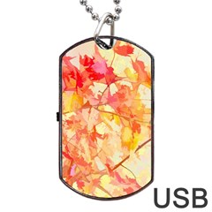 Monotype Art Pattern Leaves Colored Autumn Dog Tag Usb Flash (two Sides)  by Amaryn4rt