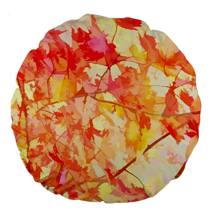 Monotype Art Pattern Leaves Colored Autumn Large 18  Premium Round Cushions