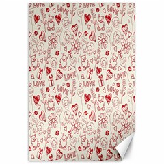 Heart Surface Kiss Flower Bear Love Valentine Day Canvas 24  x 36 