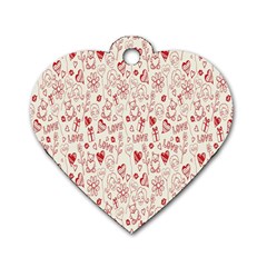 Heart Surface Kiss Flower Bear Love Valentine Day Dog Tag Heart (Two Sides)