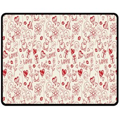 Heart Surface Kiss Flower Bear Love Valentine Day Fleece Blanket (Medium) 