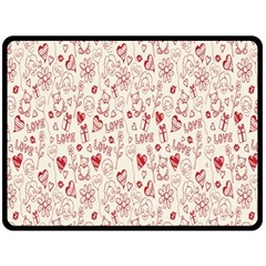 Heart Surface Kiss Flower Bear Love Valentine Day Double Sided Fleece Blanket (Large) 