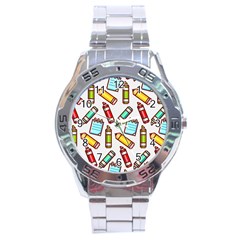 Seamless Pixel Art Pattern Stainless Steel Analogue Watch by Amaryn4rt