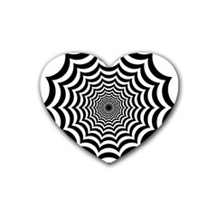 Spider Web Hypnotic Rubber Coaster (heart)  by Amaryn4rt