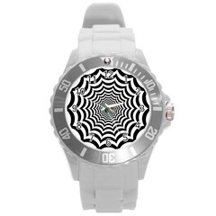 Spider Web Hypnotic Round Plastic Sport Watch (l) by Amaryn4rt