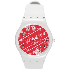 Winter Holiday Hours Round Plastic Sport Watch (m) by Amaryn4rt