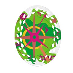 Green Navigation Oval Filigree Ornament (2-side)  by Valentinaart