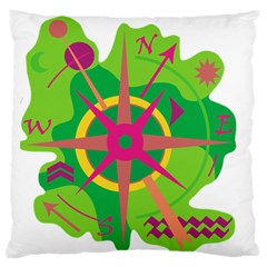 Green Navigation Large Flano Cushion Case (one Side) by Valentinaart