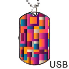 Abstract Background Geometry Blocks Dog Tag Usb Flash (two Sides)  by Amaryn4rt