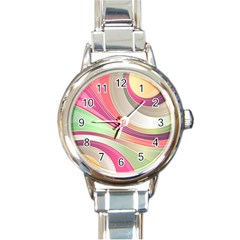 Abstract Colorful Background Wavy Round Italian Charm Watch by Amaryn4rt