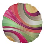 Abstract Colorful Background Wavy Large 18  Premium Flano Round Cushions Front