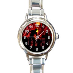 Horror Zombie Ghosts Creepy Round Italian Charm Watch by Amaryn4rt