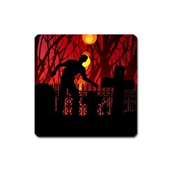 Horror Zombie Ghosts Creepy Square Magnet