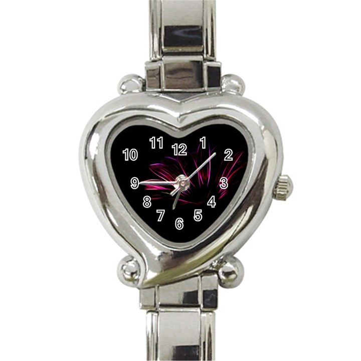 Purple Flower Pattern Design Abstract Background Heart Italian Charm Watch