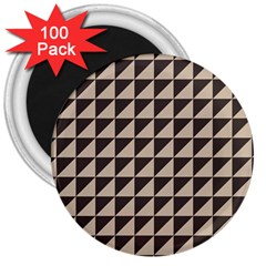 Brown Triangles Background Pattern  3  Magnets (100 Pack) by Amaryn4rt