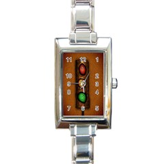 Traffic Light Green Red Yellow Rectangle Italian Charm Watch