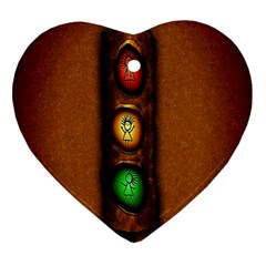 Traffic Light Green Red Yellow Heart Ornament (2 Sides)