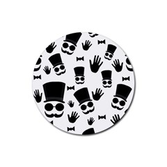 Gentleman Pattern Rubber Coaster (round)  by Valentinaart