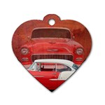 Classic Car Chevy Bel Air Dodge Red White Vintage Photography Dog Tag Heart (Two Sides) Back