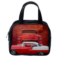 Classic Car Chevy Bel Air Dodge Red White Vintage Photography Classic Handbags (one Side) by yoursparklingshop