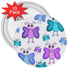 Cute Butterflies Pattern 3  Buttons (10 Pack)  by Valentinaart