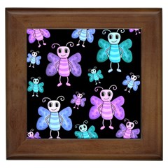 Blue and purple butterflies Framed Tiles