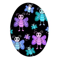 Blue and purple butterflies Ornament (Oval) 