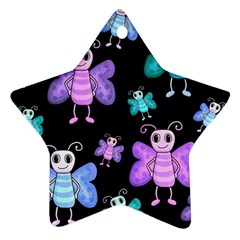 Blue and purple butterflies Ornament (Star) 