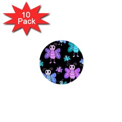 Blue and purple butterflies 1  Mini Buttons (10 pack) 