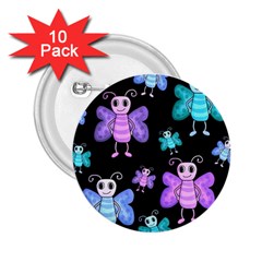 Blue and purple butterflies 2.25  Buttons (10 pack) 