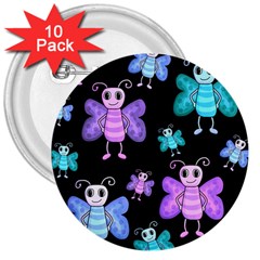 Blue and purple butterflies 3  Buttons (10 pack) 