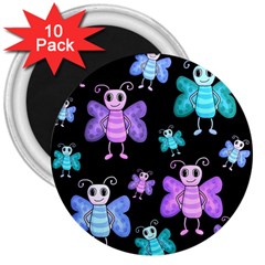 Blue and purple butterflies 3  Magnets (10 pack) 