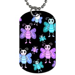 Blue And Purple Butterflies Dog Tag (one Side) by Valentinaart