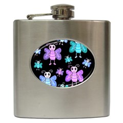 Blue and purple butterflies Hip Flask (6 oz)