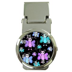 Blue and purple butterflies Money Clip Watches