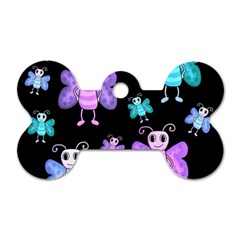 Blue and purple butterflies Dog Tag Bone (Two Sides)