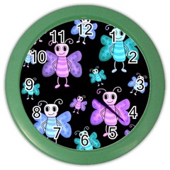 Blue and purple butterflies Color Wall Clocks