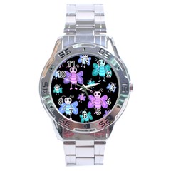 Blue and purple butterflies Stainless Steel Analogue Watch