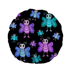 Blue and purple butterflies Standard 15  Premium Flano Round Cushions