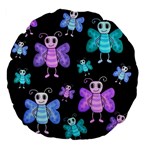 Blue and purple butterflies Large 18  Premium Flano Round Cushions Front