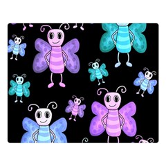 Blue and purple butterflies Double Sided Flano Blanket (Large) 