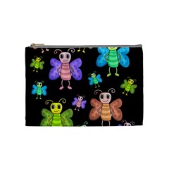 Cartoon Style Butterflies Cosmetic Bag (medium)  by Valentinaart