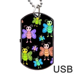 Cartoon Style Butterflies Dog Tag Usb Flash (two Sides)  by Valentinaart