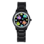 Cartoon style butterflies Stainless Steel Round Watch Front