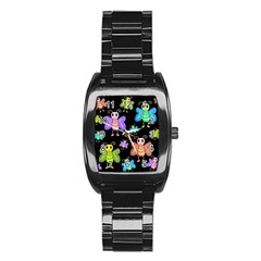 Cartoon Style Butterflies Stainless Steel Barrel Watch by Valentinaart