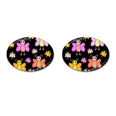 Cute Butterflies, Colorful Design Cufflinks (oval)